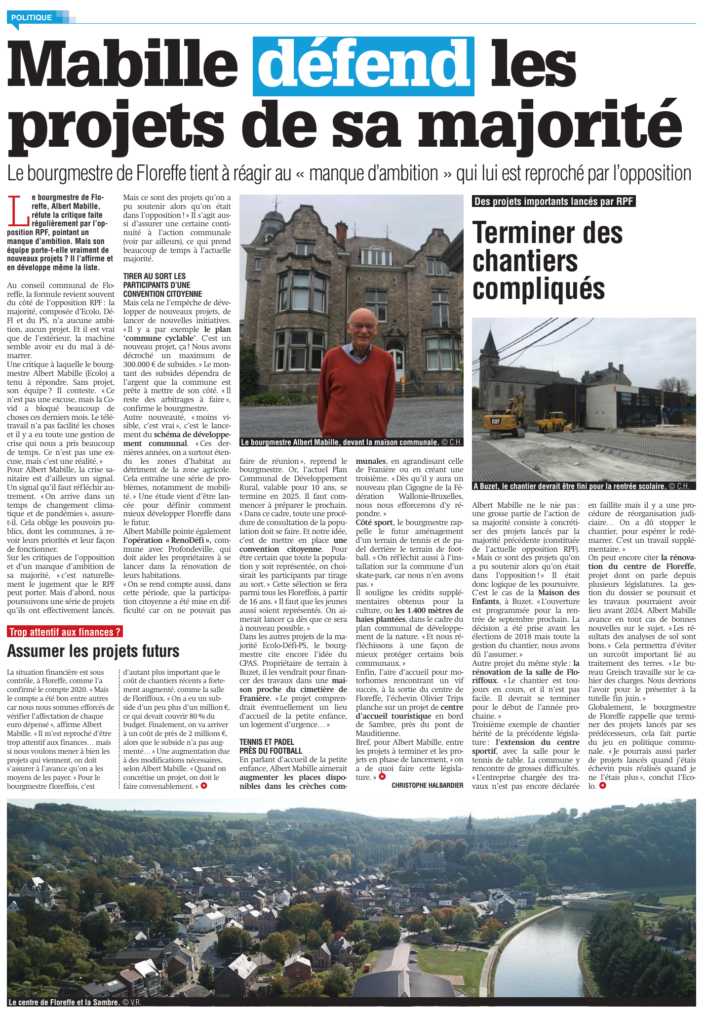 RP 20210512 - Floreffe - Mabille défend les projets de sa majorité -- Franière - pont de la rue de Soye